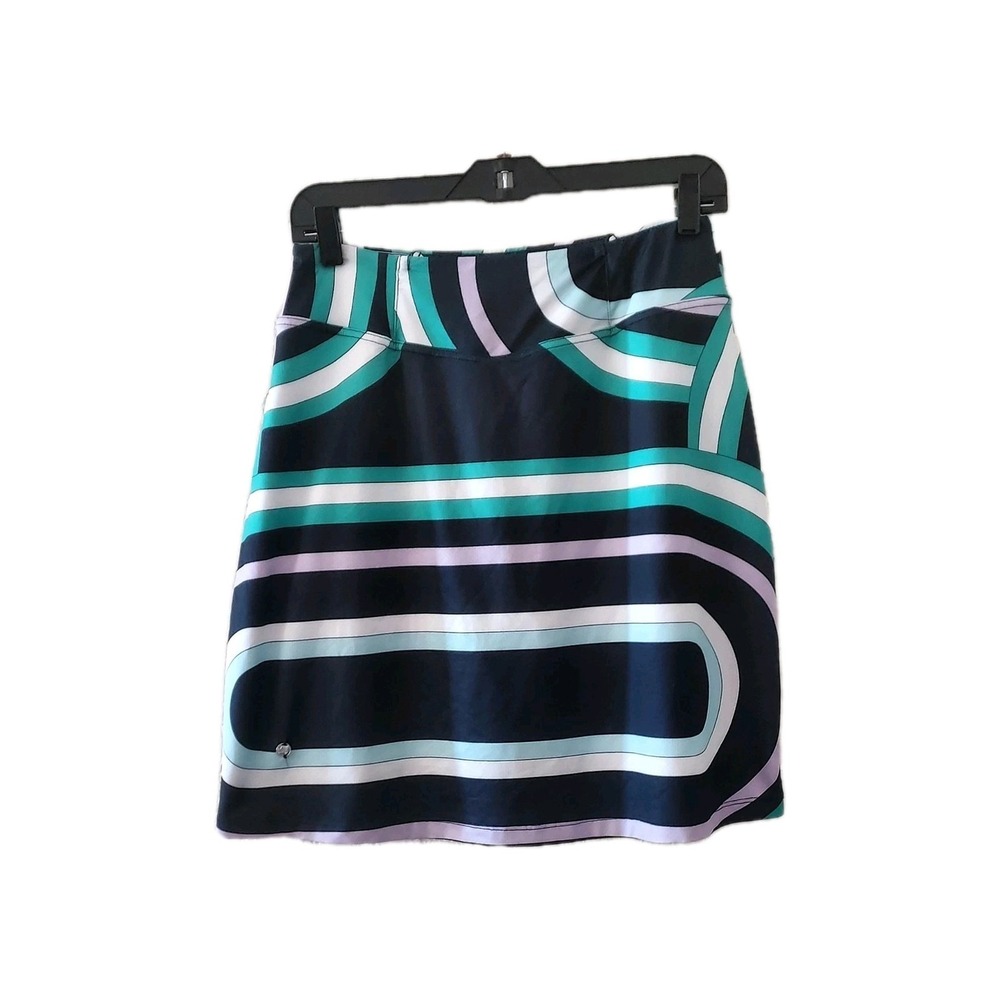 Daily Sports Golf Skirt Skort Blue/Green Geometric Size Med  Pockets Athletic